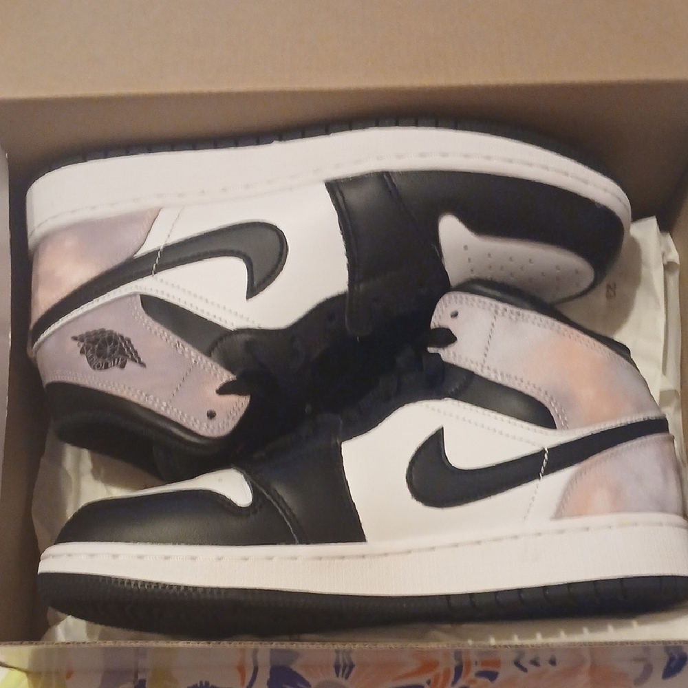 Black and White Sneakers with Pink Accents